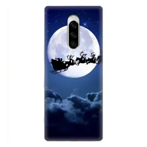 Чехол Санта Клаус для Sony Xperia 1 (Санта - луна)