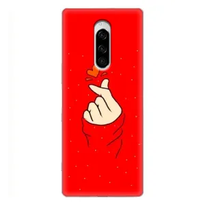 Чехлы (Знак сердечка) на Sony Xperia 1 (Сердце на красном)
