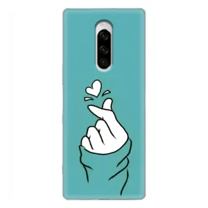 Чехлы (Знак сердечка) на Sony Xperia 1 (Сердечко на бирюзовом)