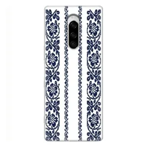 Силиконовый Чехол на Sony Xperia 1 с картинкой Вышиванки (Синяя вышиванка)