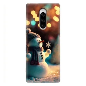 Чехлы на Новый Год Sony Xperia 1 (Снеговик праздничный)