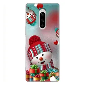 Чехлы на Новый Год Sony Xperia 1 (Снеговик в шапке)