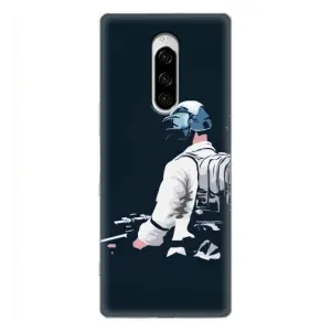 Силиконовый чехол с картинкой "Герой Pubg" на Sony Xperia 1 (В экиперовке)