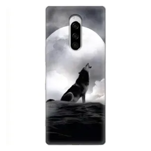 Чехол с Волком на Sony Xperia 1 (Волк и луна)