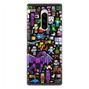 Чехол майнкрафт для Sony Xperia 1 (Все персонажи)