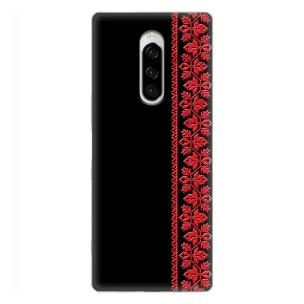 Чехол с рисунком «Вышиванка на черном» для Sony Xperia 1 Чехол с рисунком «Вышиванка на черном» для Sony Xperia 1