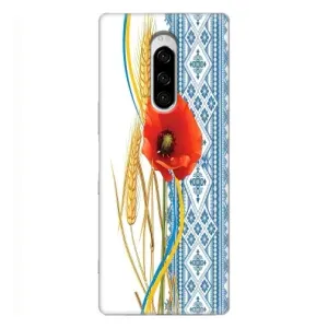 Силиконовый Чехол на Sony Xperia 1 с картинкой Вышиванки (Вышиванка с цветком)