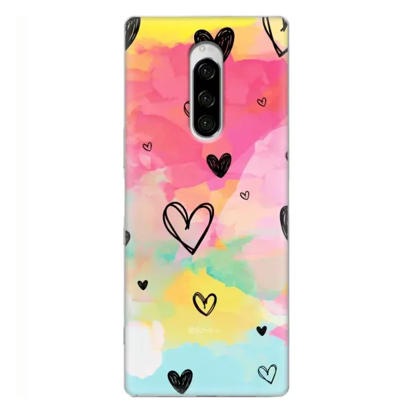 Чехол с рисунком «Яркие сердечки» для Sony Xperia 1