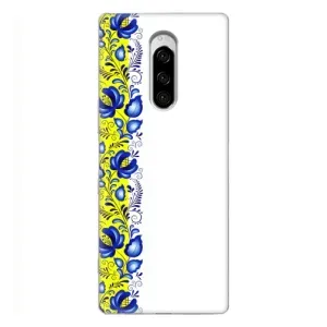 Силиконовый Чехол на Sony Xperia 1 с картинкой Вышиванки (Желто-синяя вышиванка)