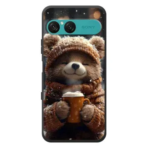 Печатный чехол «Зверята с кофе» для Sony Xperia 10 VII (Медвежонок с кофе)