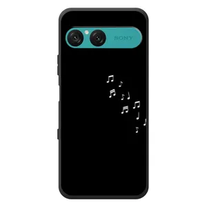Чехол с картинками на черном фоне для Sony Xperia 10 VII (Ноты)