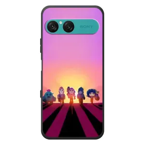 Силиконовый Чехол на Sony Xperia 10 VII с картинкой Brawl Stars (Персонажи в закате)