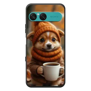 Печатный чехол «Зверята с кофе» для Sony Xperia 10 VII (Собачка с кофе)