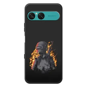 Силиконовый чехол с картинкой "Герой Pubg" на Sony Xperia 10 VII (В огне)