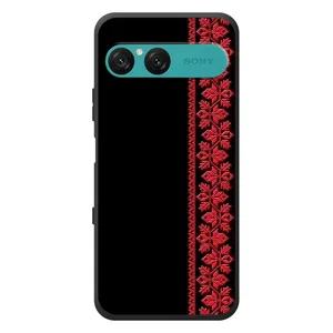 Силиконовый Чехол на Sony Xperia 10 VII с картинкой Вышиванки (Вышиванка на черном)