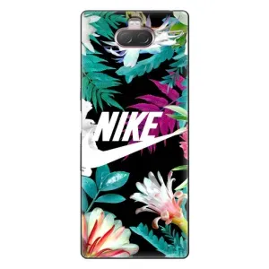 Силиконовый Чехол на Sony Xperia 10 с картинкой Nike (Цветочный Nike)