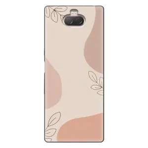 Чехол цветочный дизайн для Sony Xperia 10 (Коричневый фон)