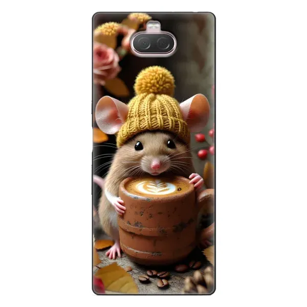 Чехол с рисунком «Мышка с кофе» для Sony Xperia 10 Чехол с рисунком «Мышка с кофе» для Sony Xperia 10