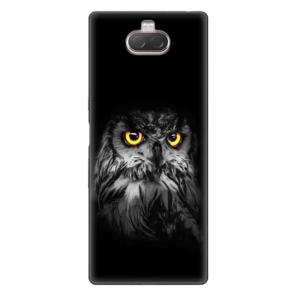 Чехол с рисунком «Сова на чёрном» для Sony Xperia 10 Чехол с рисунком «Сова на чёрном» для Sony Xperia 10