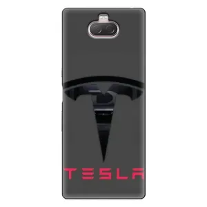 Силиконовый бампер с картинкой машины на Sony Xperia 10 (Logo TESLA)