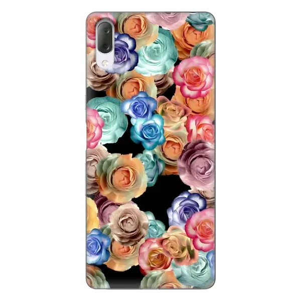 Чехол с рисунком «Цветы на черном» для Sony Xperia L3