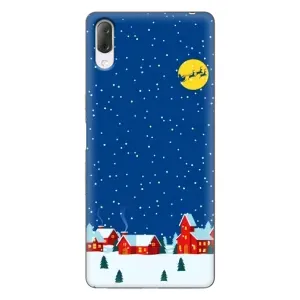 Силиконовый бампер на рождество для Sony Xperia L3 (Город в снегу)
