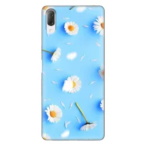 Чехол с Цветами для Sony Xperia L3 (ромашки на голубом)