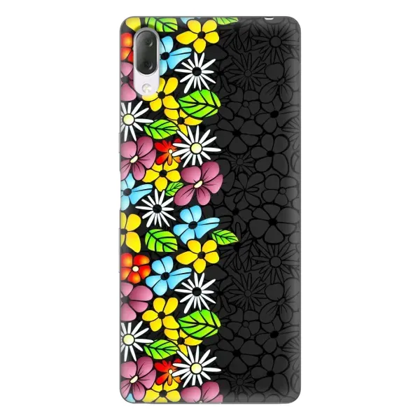 Чехол с рисунком «Яркие цветы на черном» для Sony Xperia L3 Чехол с рисунком «Яркие цветы на черном» для Sony Xperia L3