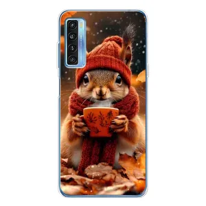 Печатный чехол «Зверята с кофе» для TCL 20L Plus (Белка с кофе)