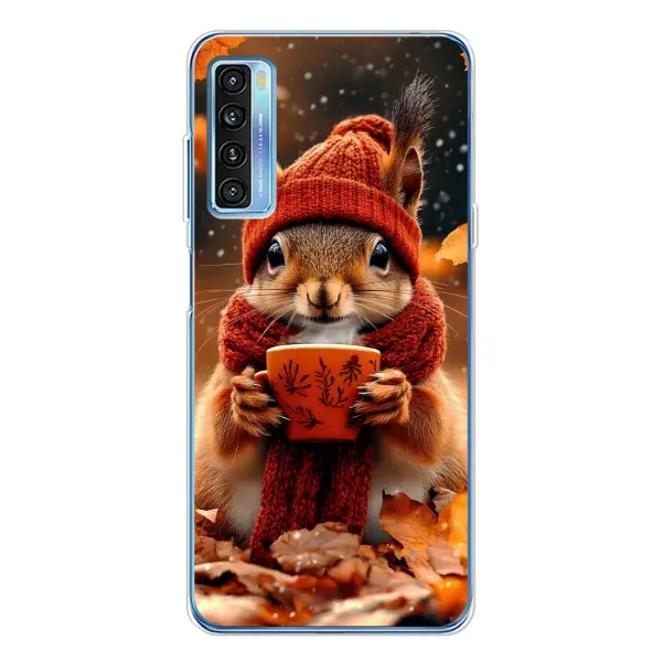Чехол с рисунком «Белка с кофе» для TCL 20L Plus