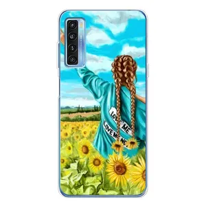 Чехол Стильные девушки на TCL 20L Plus (Девушка на поле)