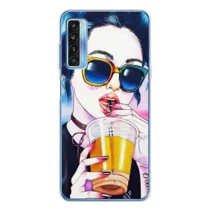 Чехол с картинкой Модные Девчонки TCL 20L Plus (Девушка с коктейлем)