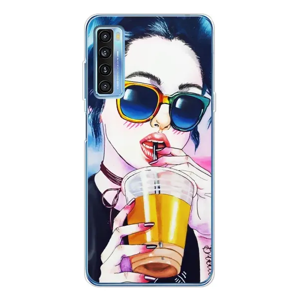 Чехол с рисунком «Девушка с коктейлем» для TCL 20L Plus