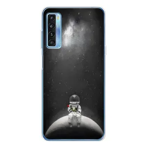 Силиконовый Чехол с принтом "Космонавты" на TCL 20L Plus (Космонавт романтик)