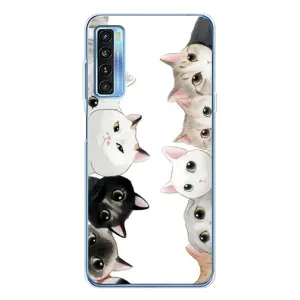 Силиконовый чехол с котиком для TCL 20L Plus (Коты)