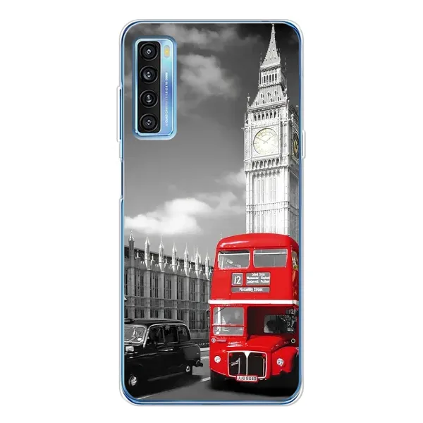 Чехол с рисунком «Красный автобус» для TCL 20L Plus