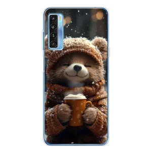 Печатный чехол «Зверята с кофе» для TCL 20L Plus (Медвежонок с кофе)