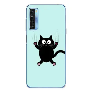 Силиконовый чехол с котиком для TCL 20L Plus (Падающий кот)