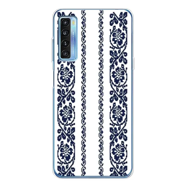 Чехол с рисунком «Синяя вышиванка» для TCL 20L Plus