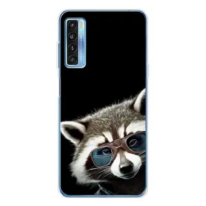 Силиконовый Чехол с Енотами на TCL 20L Plus (Стильный Енот)