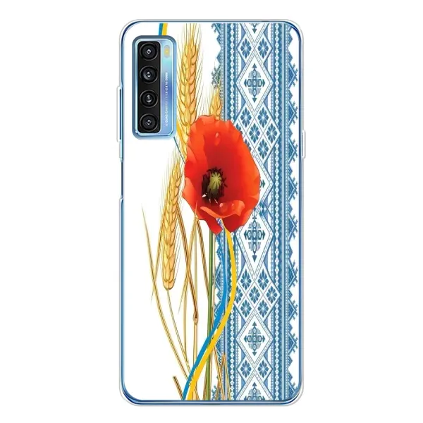 Чехол с рисунком «Вышиванка с цветком» для TCL 20L Plus