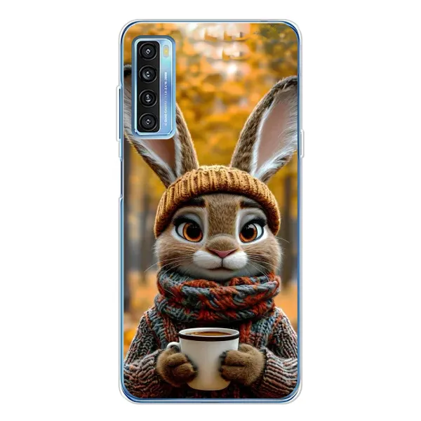Чехол с рисунком «Зайчик с кофе» для TCL 20L Plus