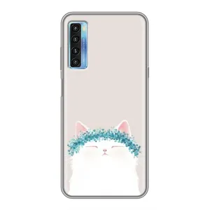 Чехол на тематику: Коты для TCL 20L (Белый котик)