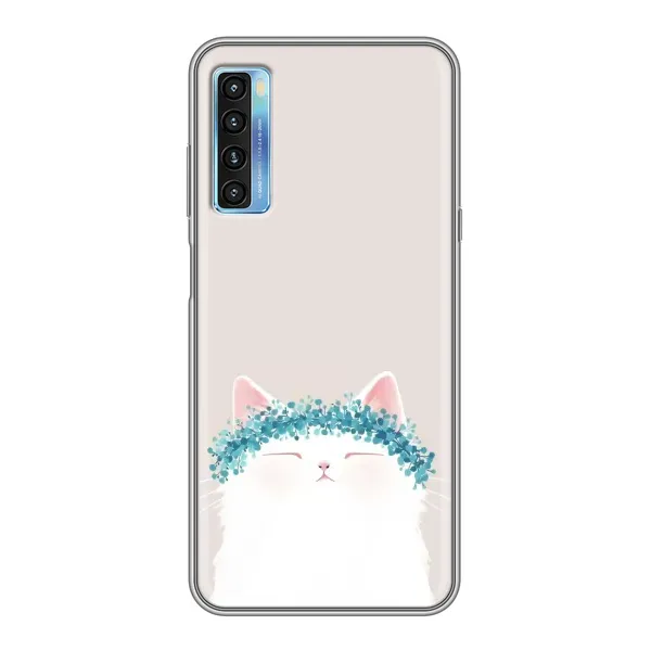 Чехол с рисунком «Белый котик» для TCL 20L