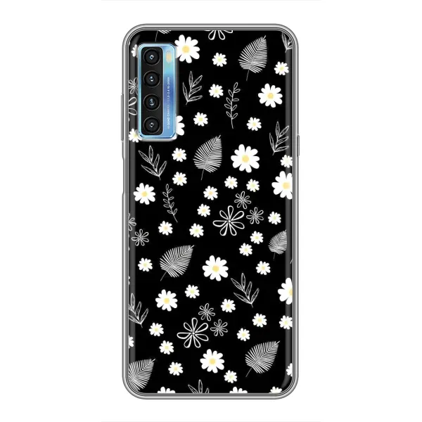 Чехол с рисунком «цветение на чорном» для TCL 20L