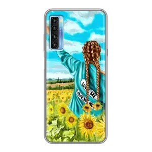 Чехол Стильные девушки на TCL 20L (Девушка на поле)