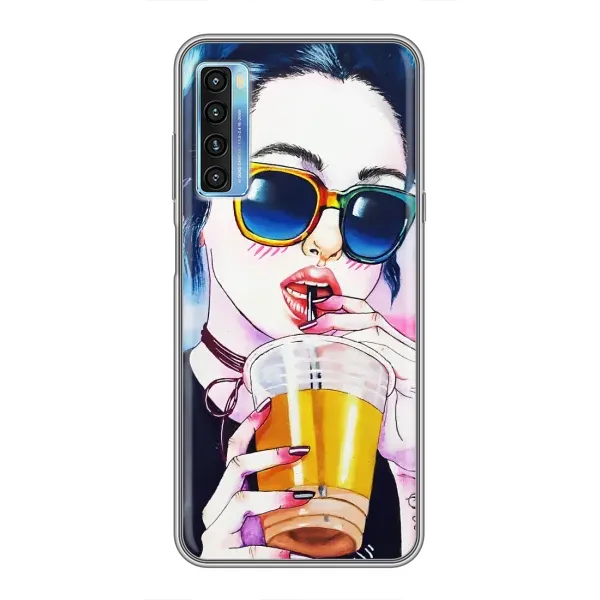 Чехол с рисунком «Девушка с коктейлем» для TCL 20L