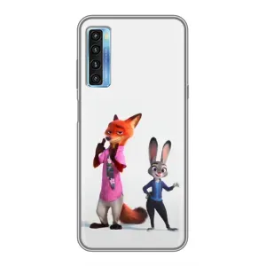 Силиконовый чехол с принтом Зоотрополіс для TCL 20L (Джуди и Ник)
