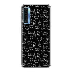 Чехол на тематику: Коты для TCL 20L (Котики на черном)