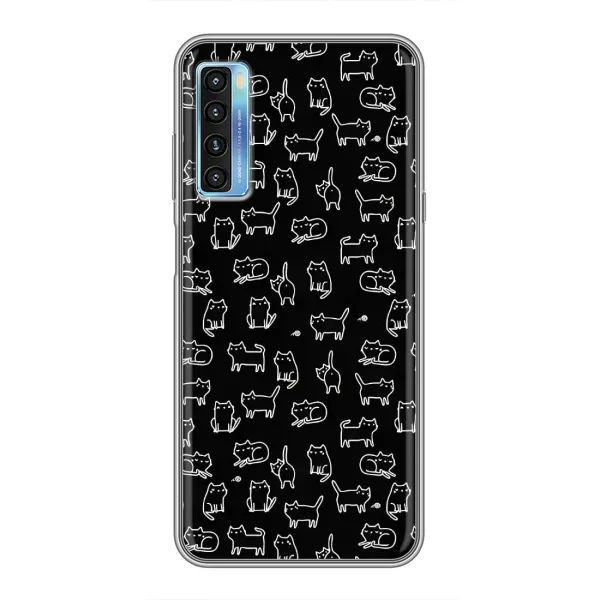 Чехол с рисунком «Котики на черном» для TCL 20L